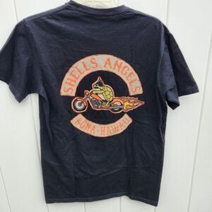The Duck Co Men Shells Angels Kona Hawaï Motorcycle Logo Graphic T-Shirt…